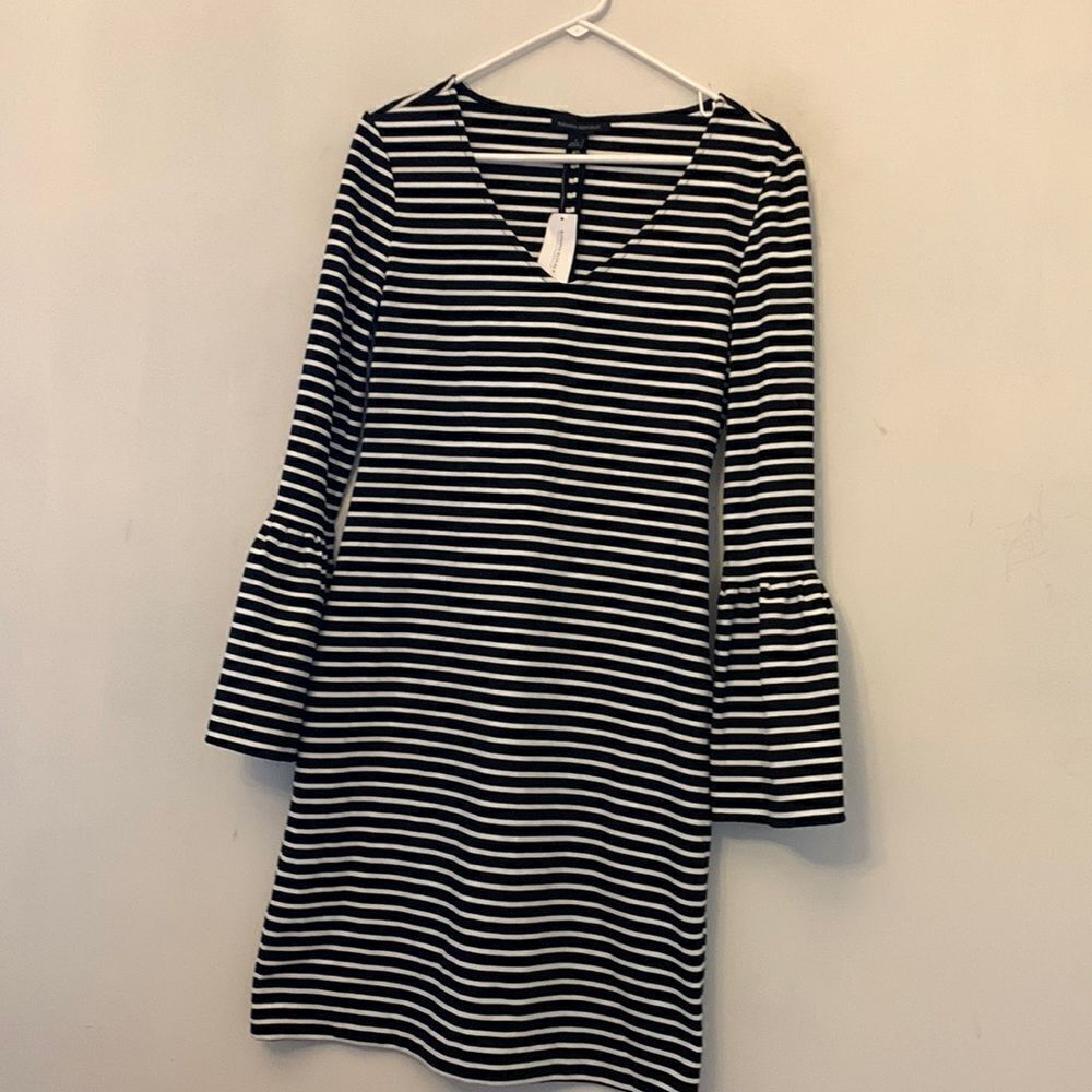 Banana Republic black white striped knit dress Size S NWT